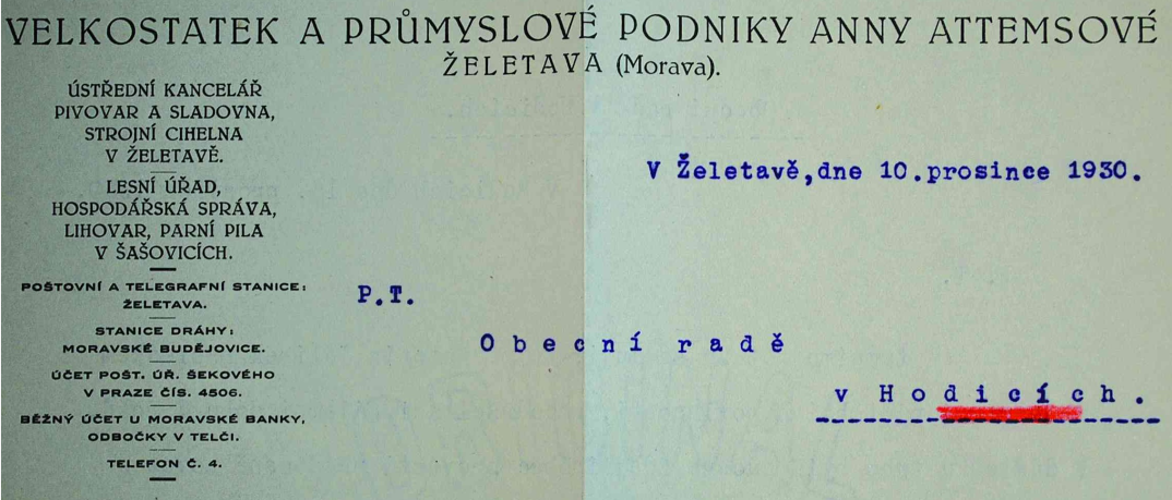 Velkostatek a průmyslové podniky Anny Attemsové