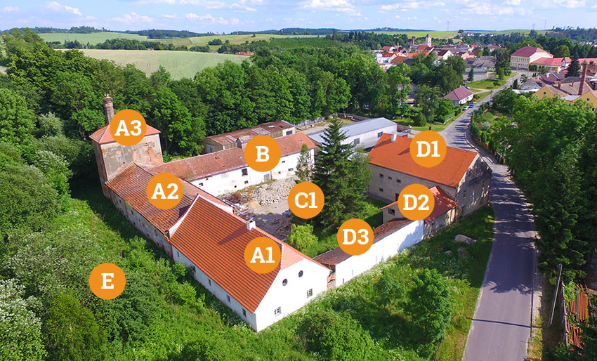 Letecký pohled ze severozápadu